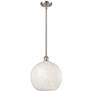 1_White Mouchette 12" Wide Brushed Satin Nickel Mini Pendant