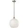 White Mouchette 12" Wide Brushed Satin Nickel Mini Pendant