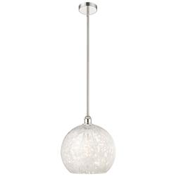 White Mouchette 13 3/4" Wide Polished Nickel Pendant Light