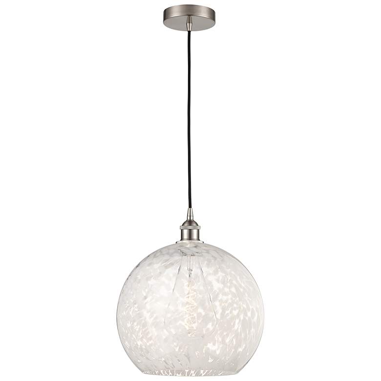 Image 1 White Mouchette 13 3/4"W Brushed Satin Nickel Pendant Light
