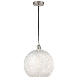 White Mouchette 13 3/4"W Brushed Satin Nickel Pendant Light
