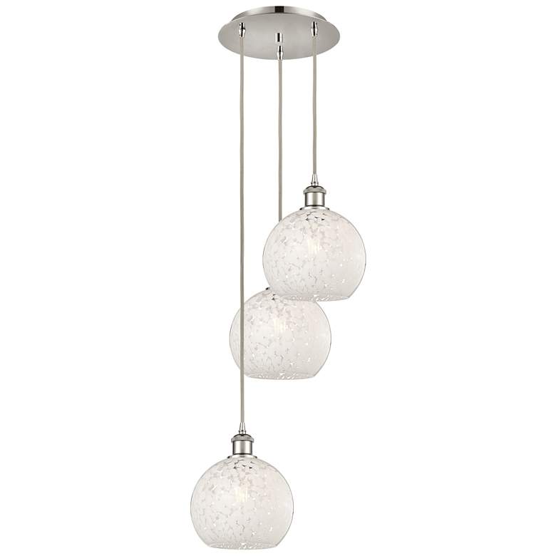 Image 1 White Mouchette 14 1/2"W Polished Nickel Multi-Light Pendant