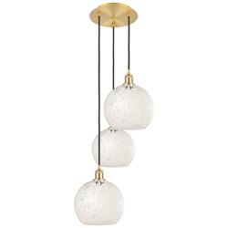 White Mouchette 16 1/2" Wide Satin Gold Multi-Light Pendant