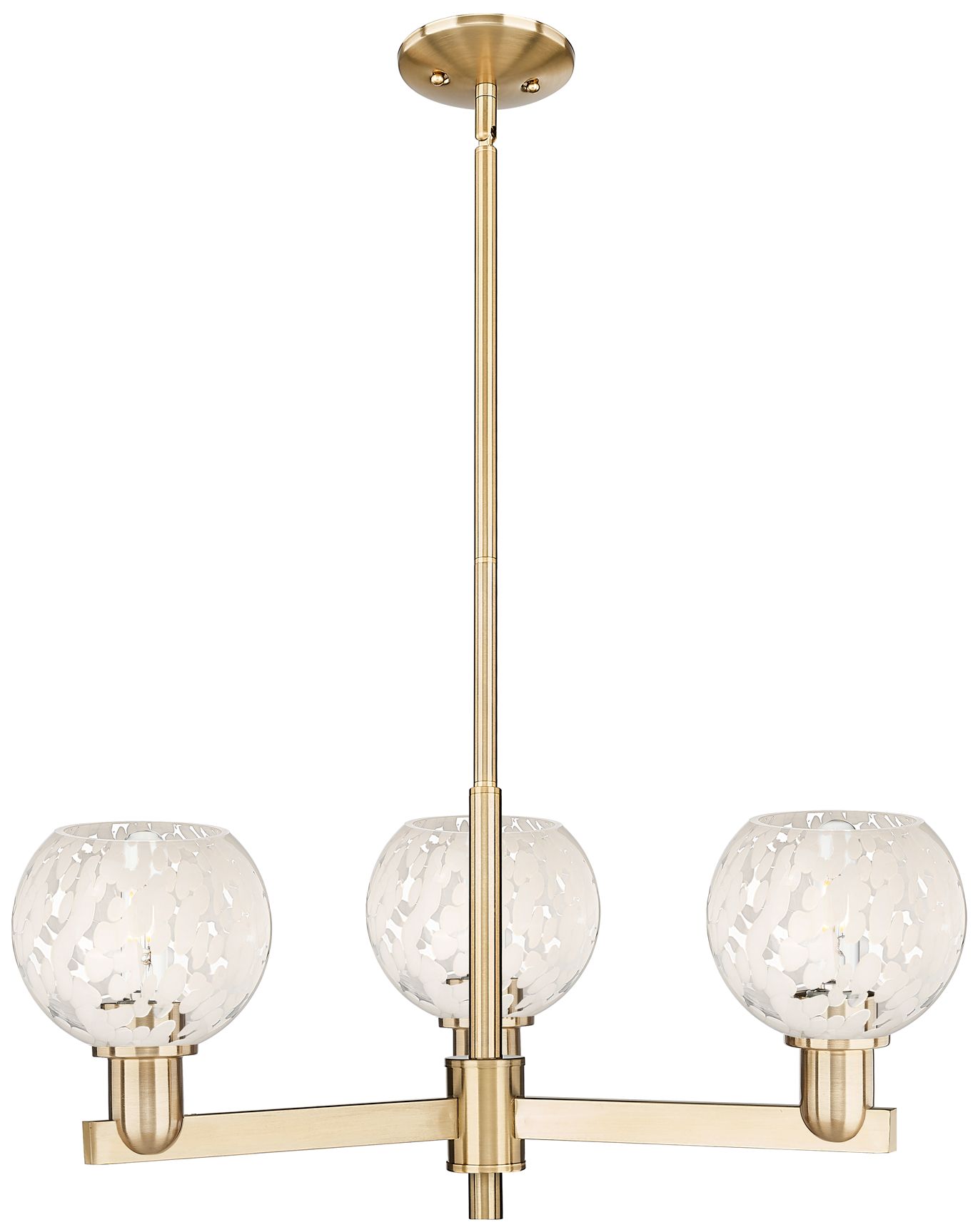 White Mouchette - 3 Light - 28 inch - Champagne Bronze - Island Light