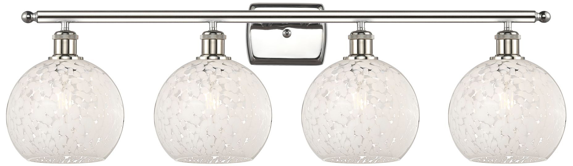 White Mouchette 38" Wide Polished Nickel 4-Light Bath Light