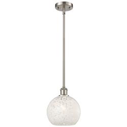 White Mouchette 8" Wide Brushed Satin Nickel Mini Pendant