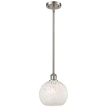 White Mouchette 8" Wide Brushed Satin Nickel Mini Pendant