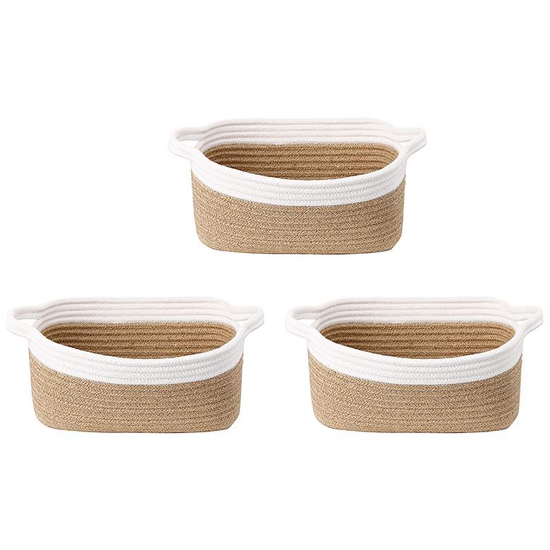 Image 1 White Natural Cotton Baskets Set of 3