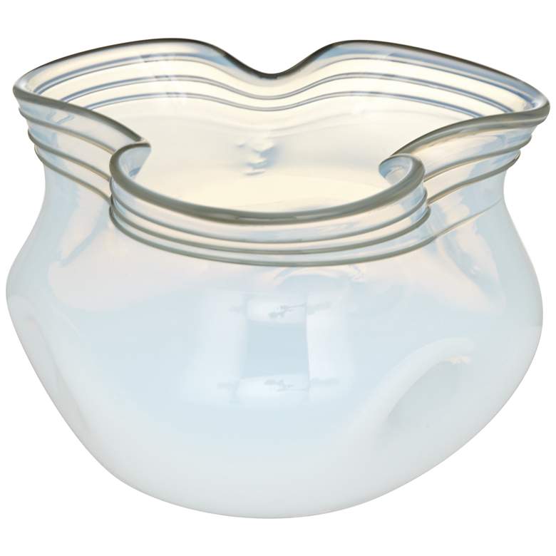 White Opaque Pinched 7&quot; Wide Glass Vase and Bowl
