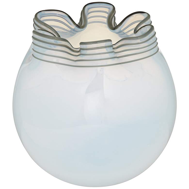 Image 1 White Opaque Pinched 8 inch High Glass Vase and Bowl