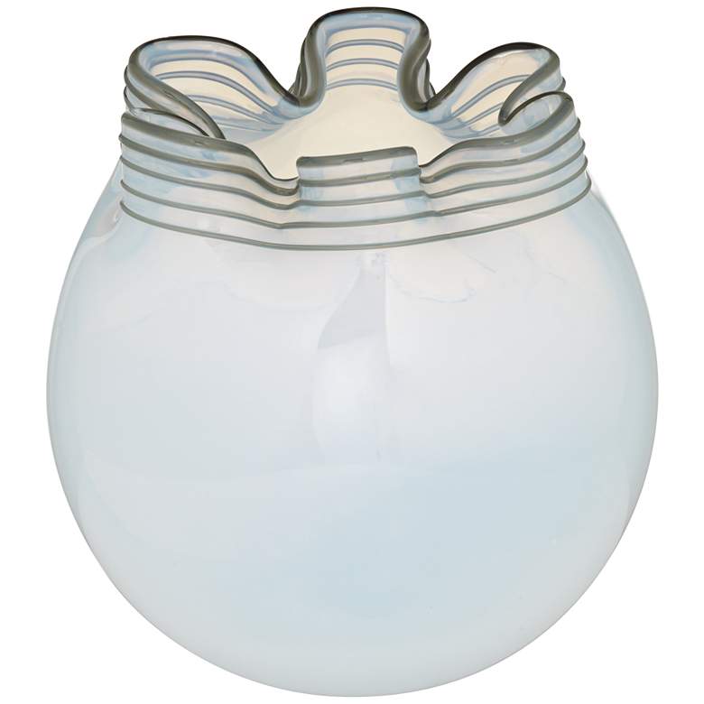 Image 1 White Opaque Pinched 8" High Glass Vase and Bowl