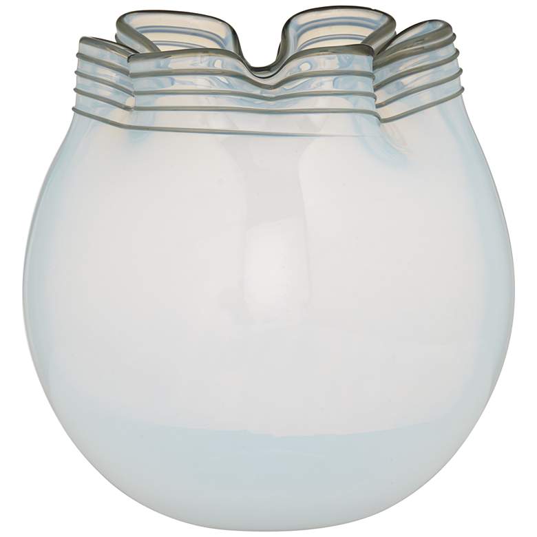 Image 4 White Opaque Pinched 8 inch High Glass Vase and Bowl more views