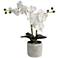 White Orchid 20 3/4" High Faux Flowers in Grey Ceramic Pot