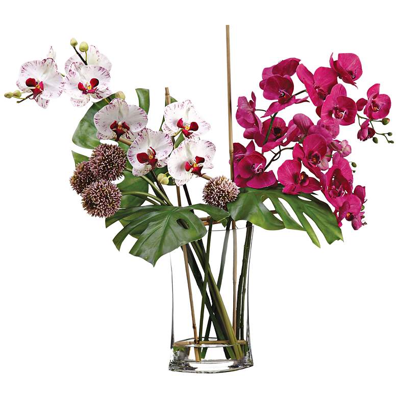 Image 1 White Orchid 26" High Faux Floral Arrangement