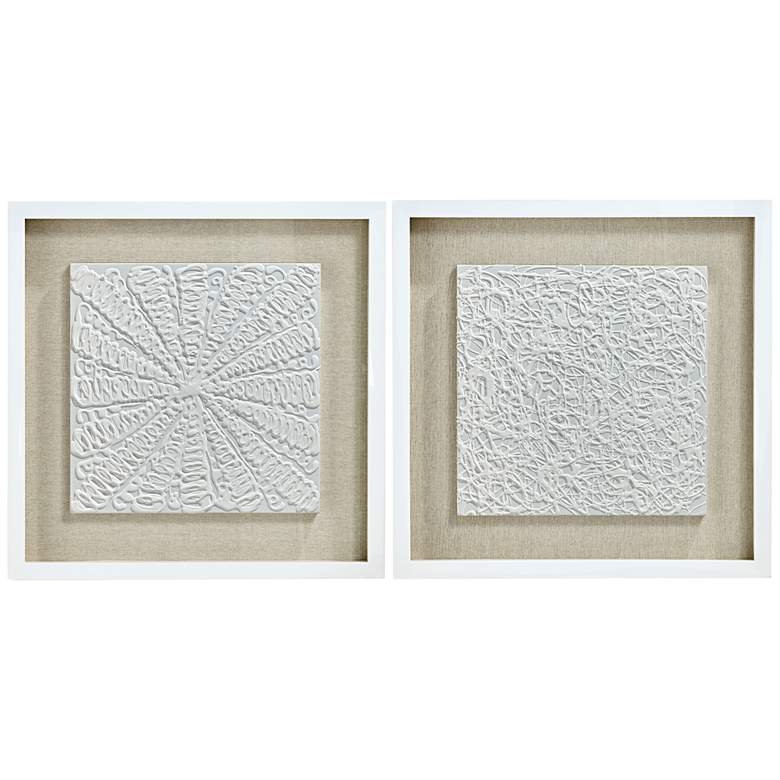 White Out 23 3/4&quot; Square Framed Wall Art Set of 2