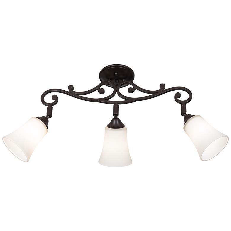 Image 1 White Painted Glass 3-Light Scroll Track Fixture