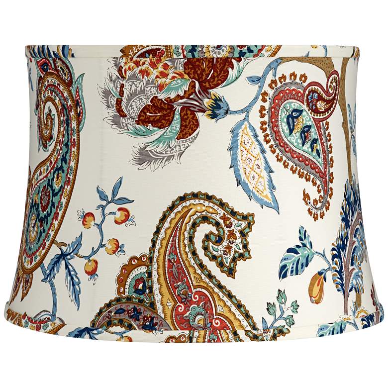 Image 3 White Paisley Set of 2 Drum Lamp Shades 14x16x11.5 (Spider) more views