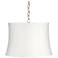 White Pattern 14" Wide Antique Brass Shaded Pendant Light