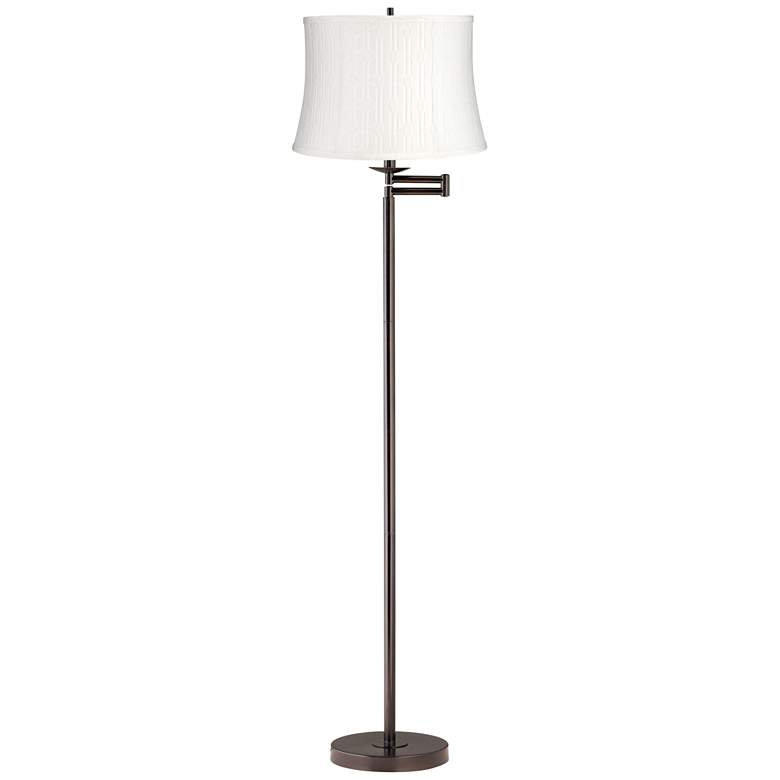 Image 1 White Pattern Bronze Swing Arm Floor Lamp