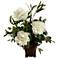 White Peonies and Eucalyptus 28" H Flowers in Wooden Planter