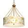 White Peonies Dana Antique Brass Pendant Light