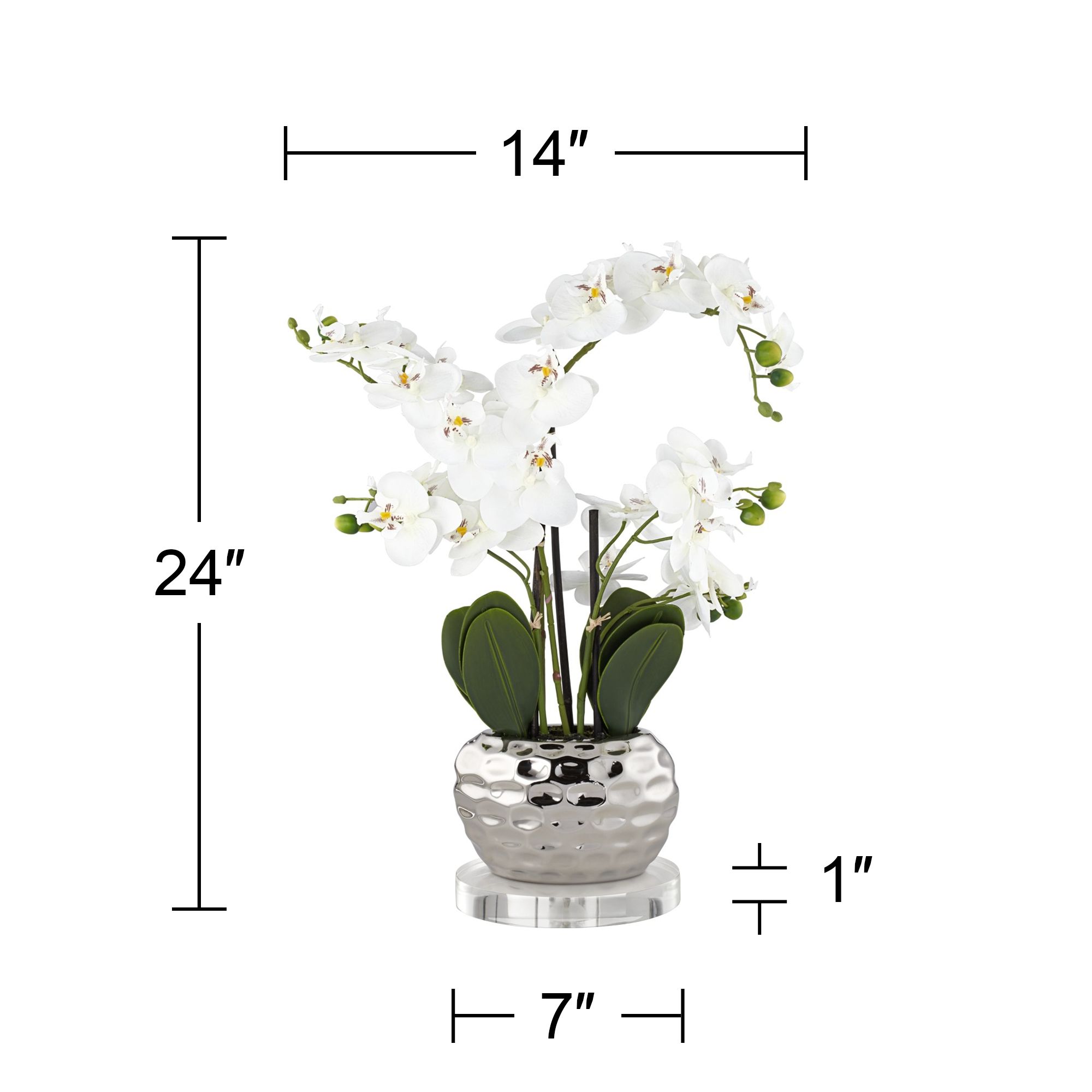 Image 4 White Phalaenopsis 23"H Faux Orchid With 7" Round Acrylic Riser more views