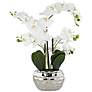 White Phalaenopsis 23" High Faux Orchid Flower in Silver Resin Pot in scene