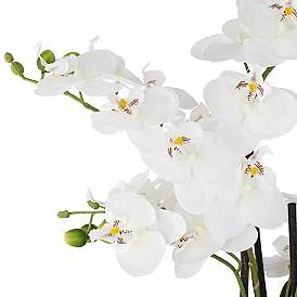 Image4 of White Phalaenopsis 23" High Faux Orchid Flower in Silver Resin Pot more views