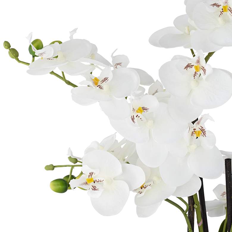 Image 4 White Phalaenopsis 23" High Faux Orchid Flower in Silver Resin Pot more views