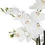 White Phalaenopsis 23" High Faux Orchid Flower in Silver Resin Pot in scene