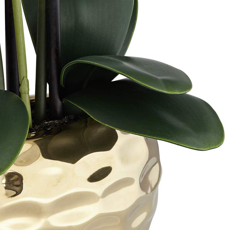 White Phalaenopsis 23&quot;H Faux Orchid in Gold Ceramic Pot more views
