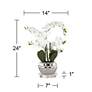 4_White Phalaenopsis 23"H Faux Orchid With 7" Round Acrylic Riser more views