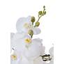 White Phalaenopsis 29" High Faux Orchid Flower With Black Round Riser