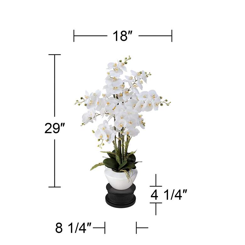 Image 4 White Phalaenopsis 29 inch High Faux Orchid Flower With Black Round Riser more views