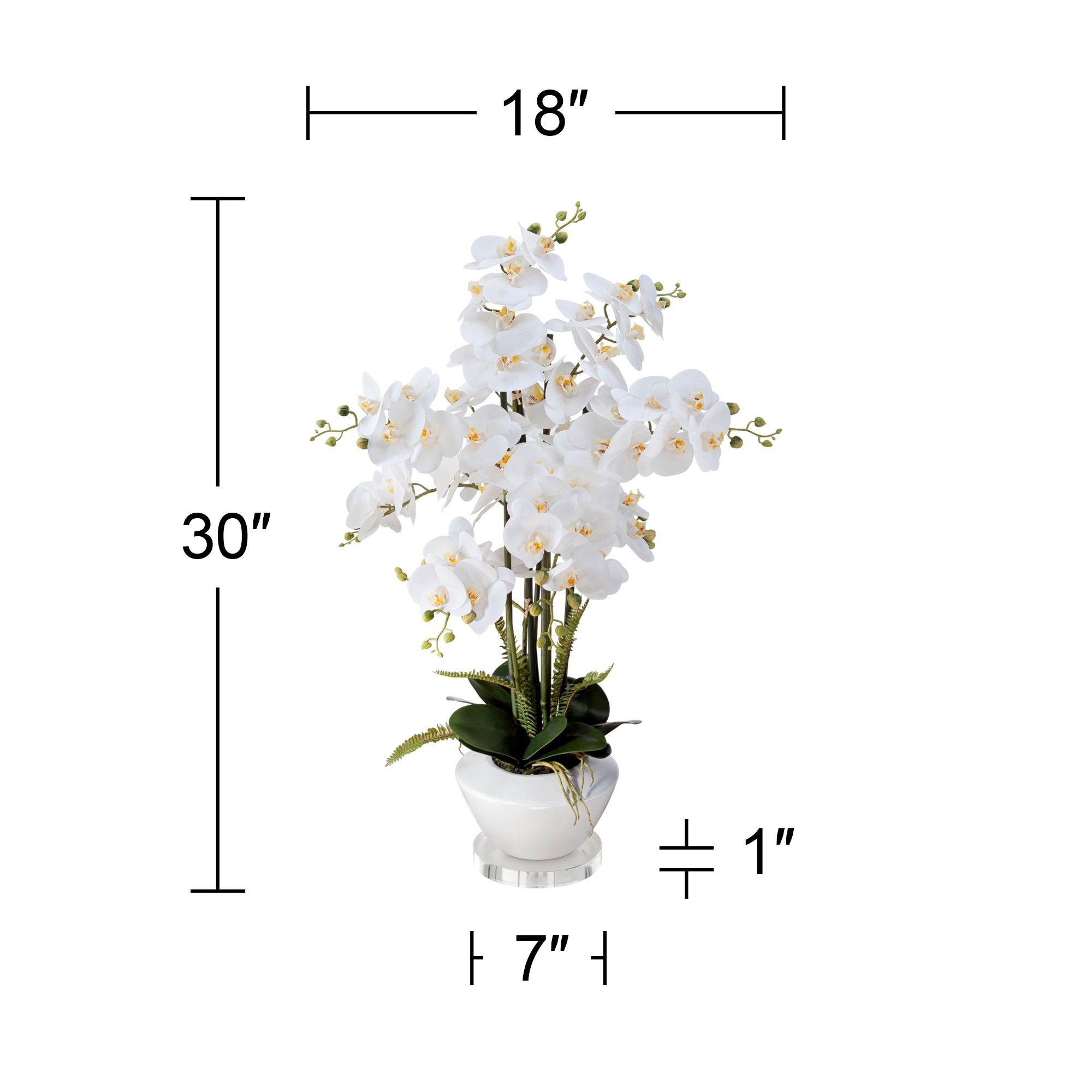 Image 4 White Phalaenopsis Faux Orchid 29"H With 7" Round Acrylic Riser more views
