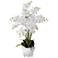 White Phalaenopsis Faux Orchid 29"H With 7" Round Acrylic Riser