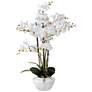 3_White Phalaenopsis Faux Orchid 29"H With 7" Round Acrylic Riser more views