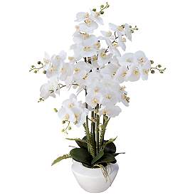 Image3 of White Phalaenopsis Orchid Flower 29" High Faux Floral Arrangement