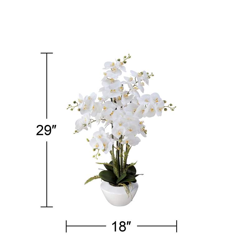 Image 6 White Phalaenopsis Orchid Flower 29" High Faux Floral Arrangement more views