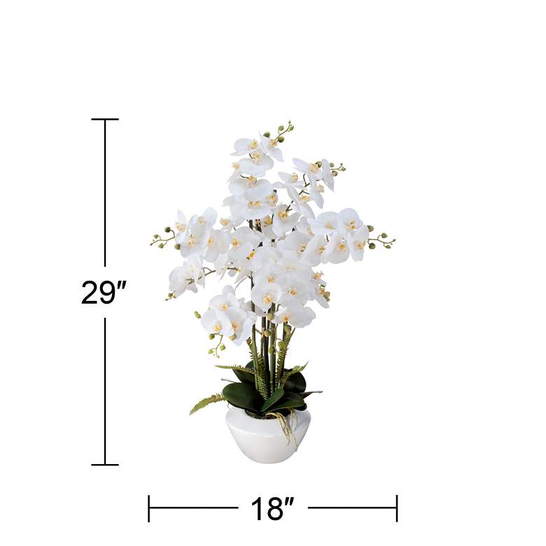 Image 7 White Phalaenopsis Orchid Flower 29" High Faux Floral Arrangement more views