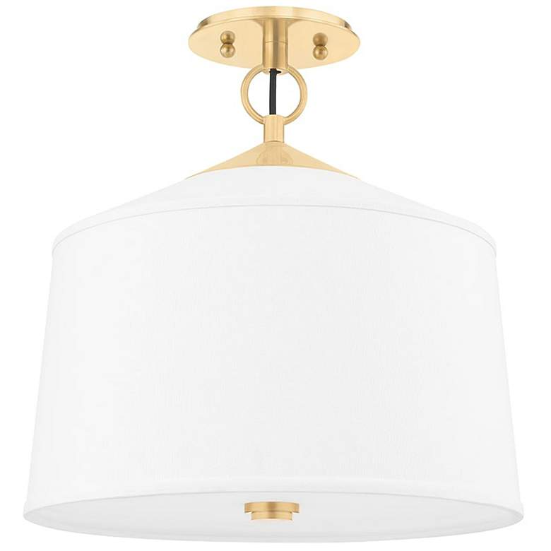 Image 1 White Plains 1 Light Semi Flush Mount - Aged Brass