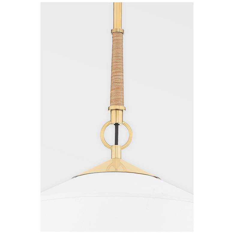 Image 4 White Plains 14" Wide Aged Brass Drum Pendant Light more views