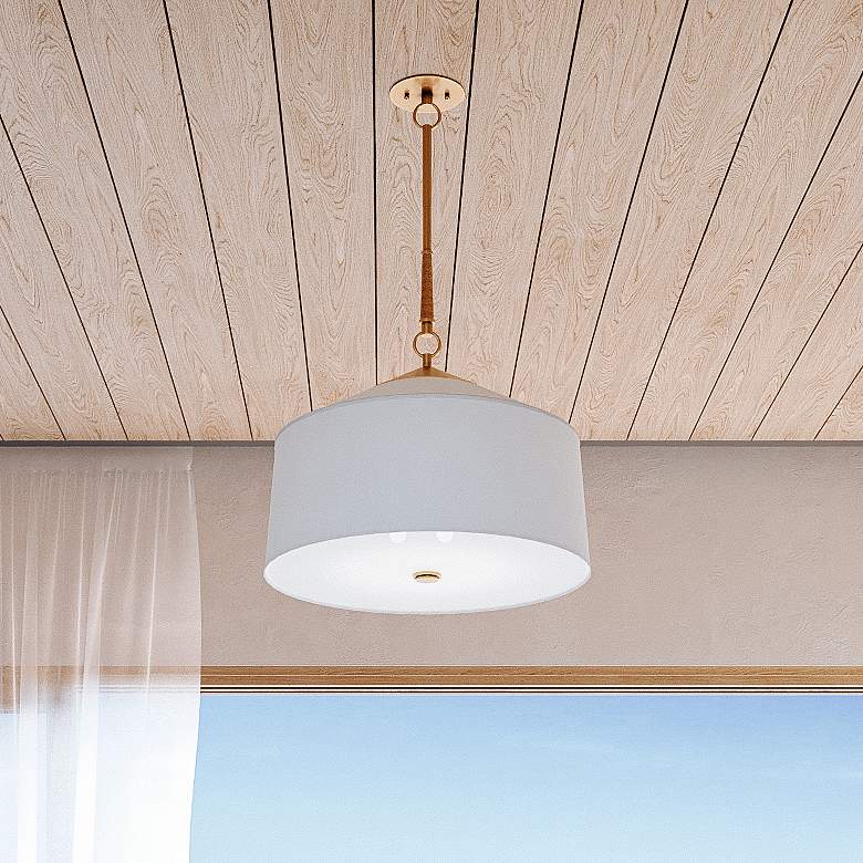 Image 1 White Plains 3 Light Pendant Aged Brass