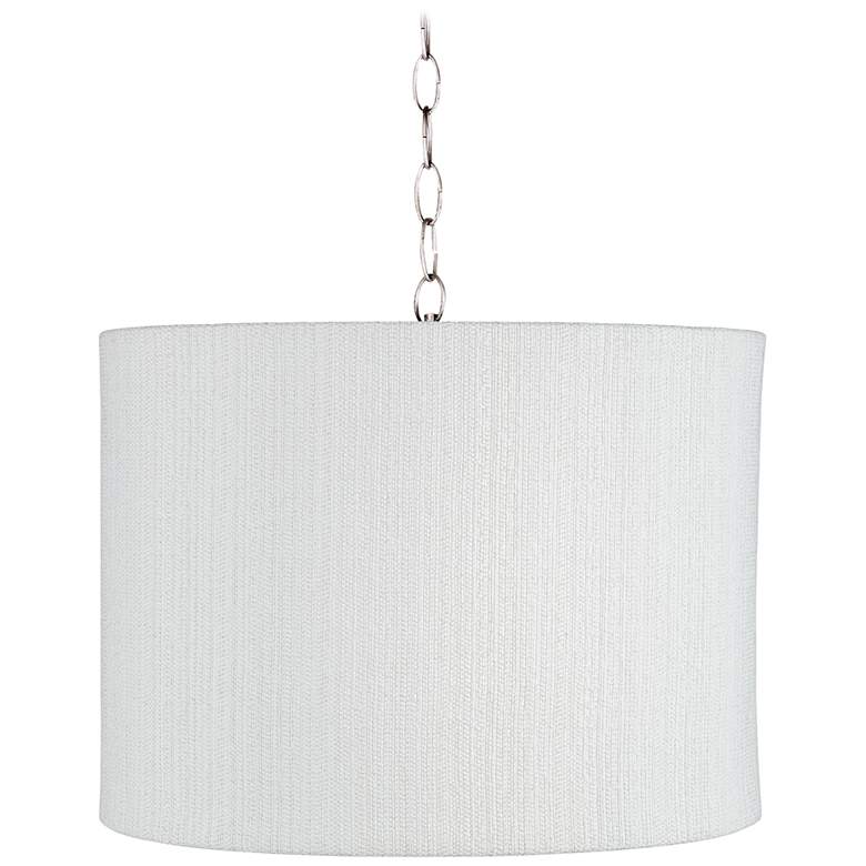 Image 1 White Plastic Weave 15 inch Wide Brushed Nickel Pendant Light