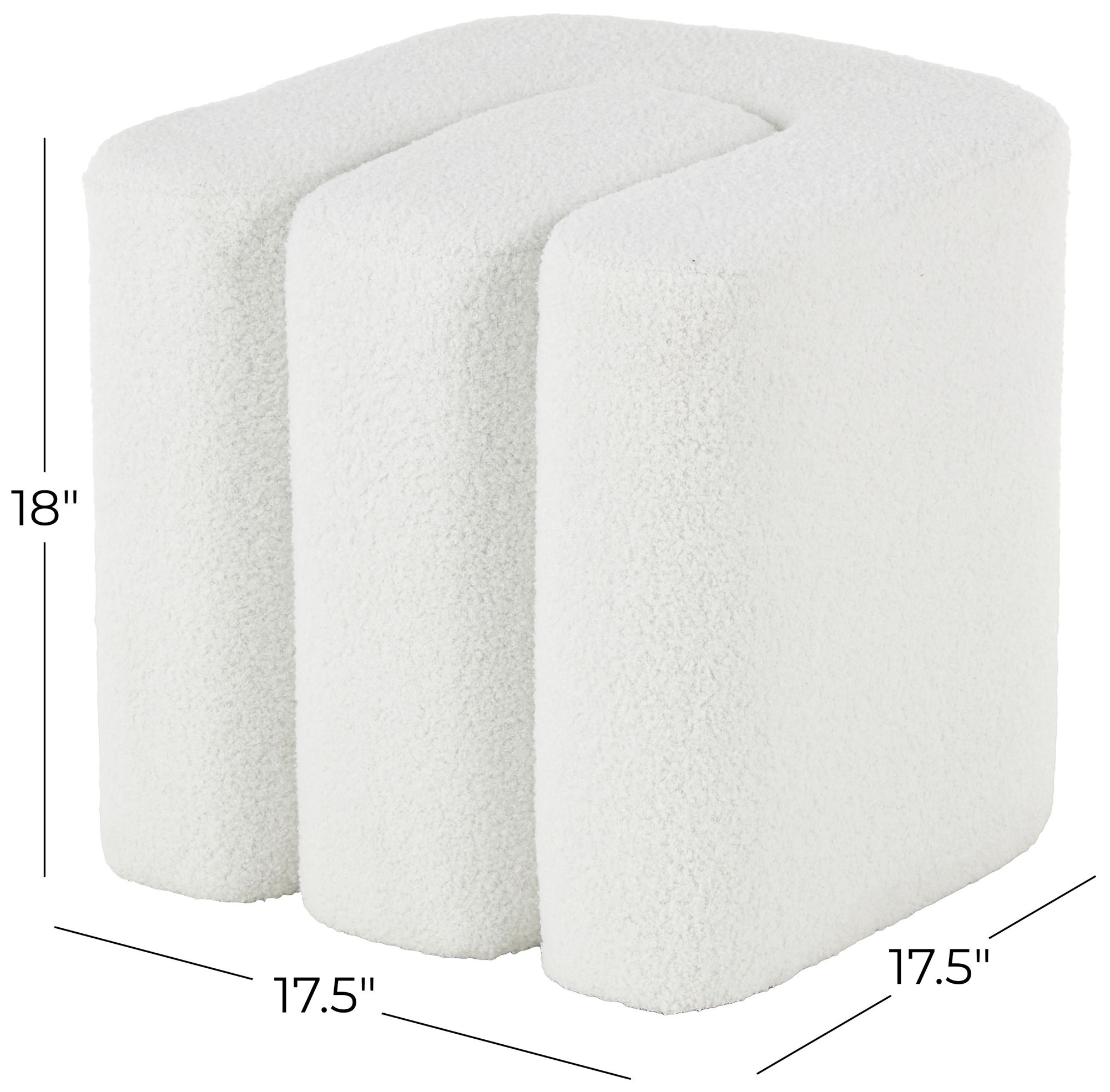 Image 7 White Polyester Contemporary Ottoman, 18" x 18" x 18" more views