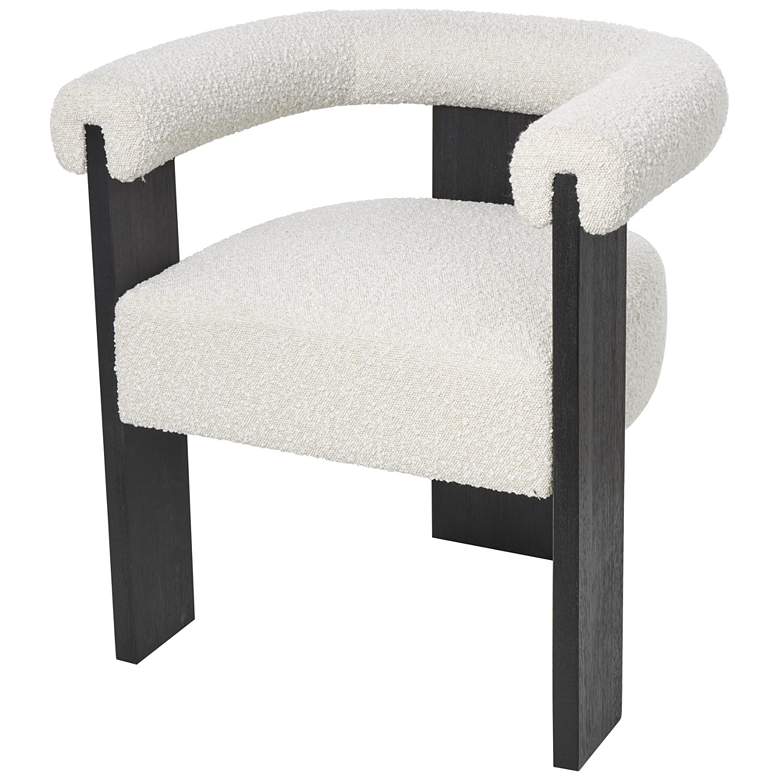 Image 1 White Polyester Curved Back Modern Boucle Accent Chair, 27" x 23" x 28"