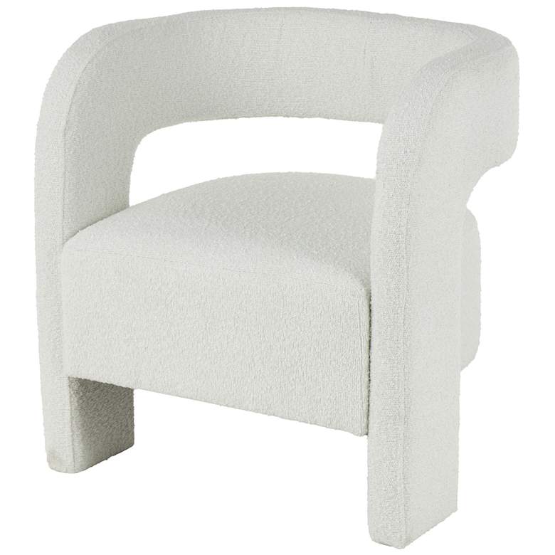 Image 1 White Polyester Curved Back Round Boucle Accent Chair, 28" x 22" x 28"