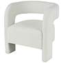 White Polyester Curved Back Round Boucle Accent Chair, 28" x 22" x 28"