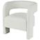White Polyester Curved Back Round Boucle Accent Chair, 28" x 22" x 28"