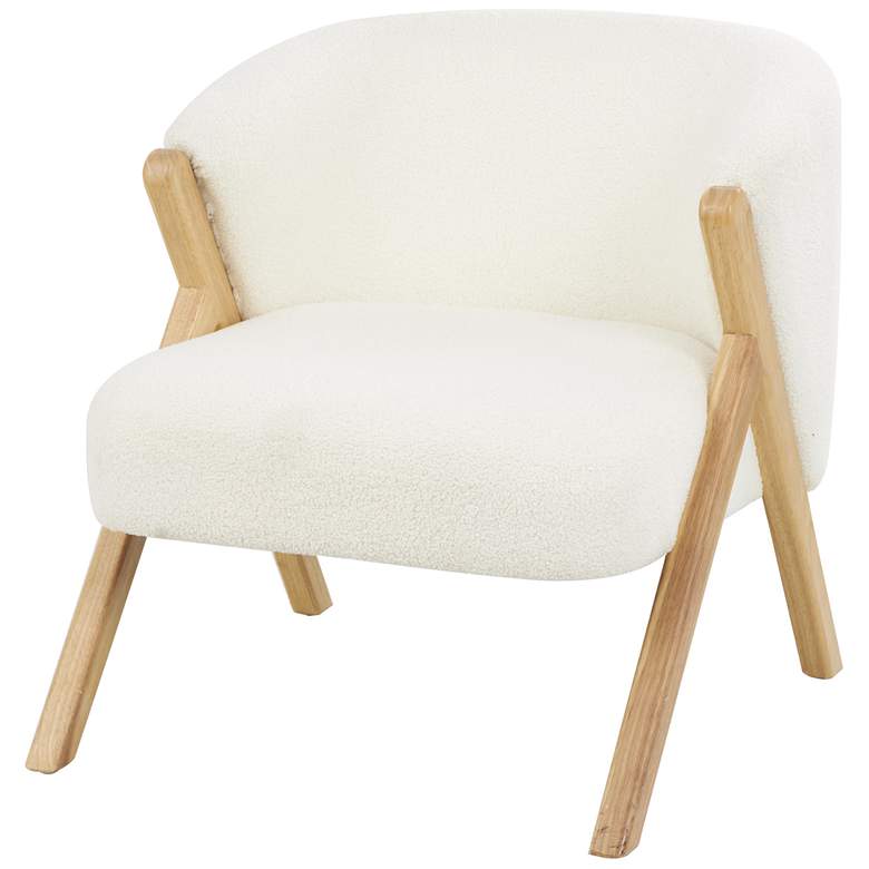 Image 1 White Polyester Round Boucle Accent Chair, 27" x 26" x 28"